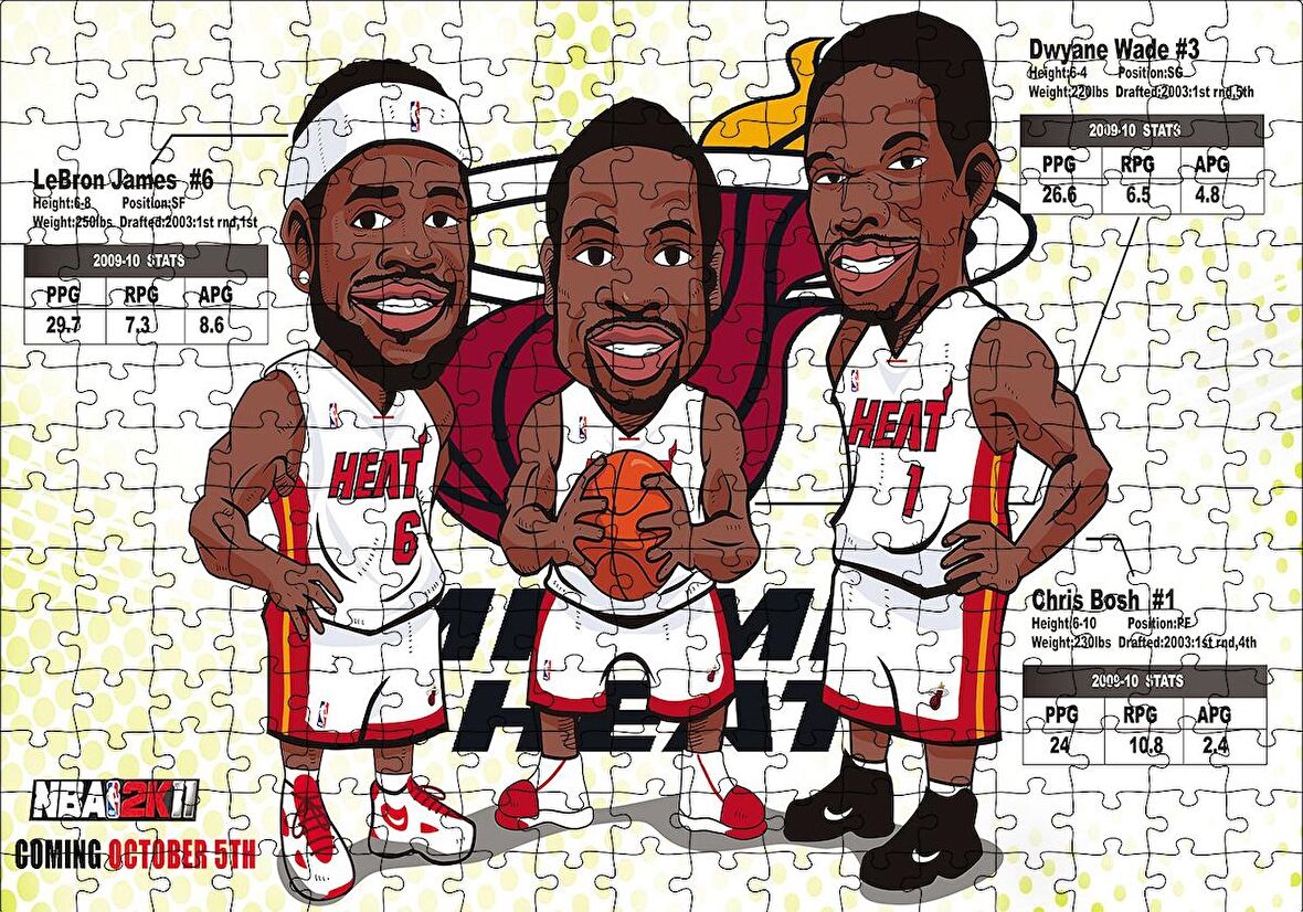 Cakapuzzle  NBA Lebron Dwyane Chris Karikatürize Puzzle Yapboz MDF Ahşap