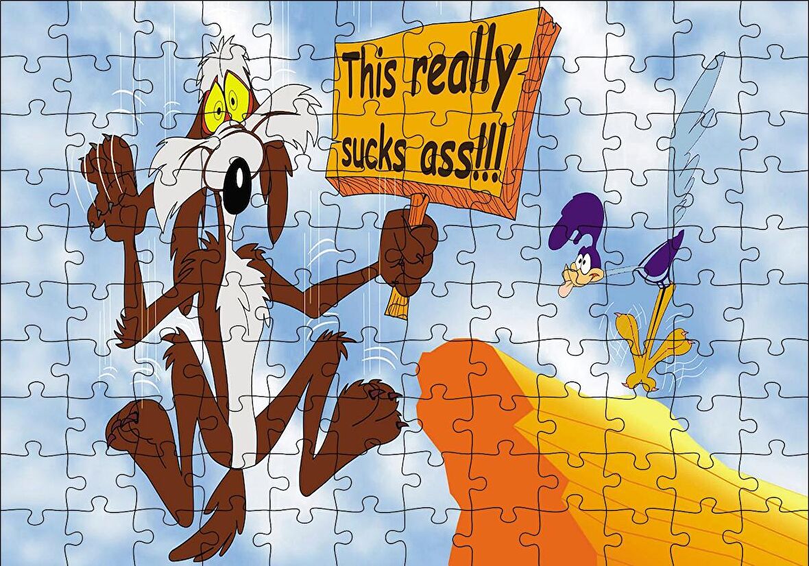 Cakapuzzle  Road Runner ve Coyote Uçurumdan Aşağı Puzzle Yapboz MDF Ahşap