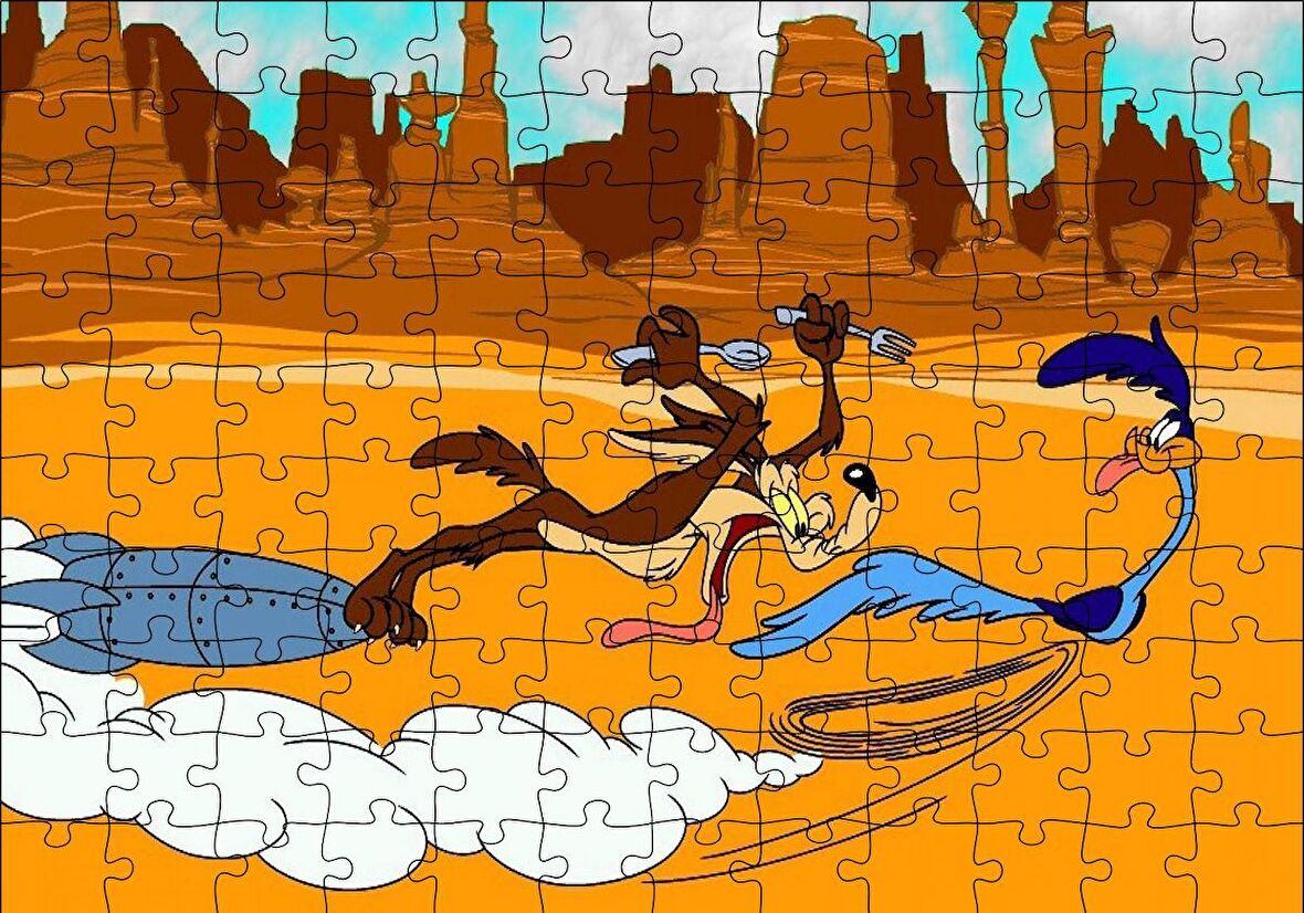 Cakapuzzle  Road Runner ve Coyote Puzzle Yapboz MDF Ahşap