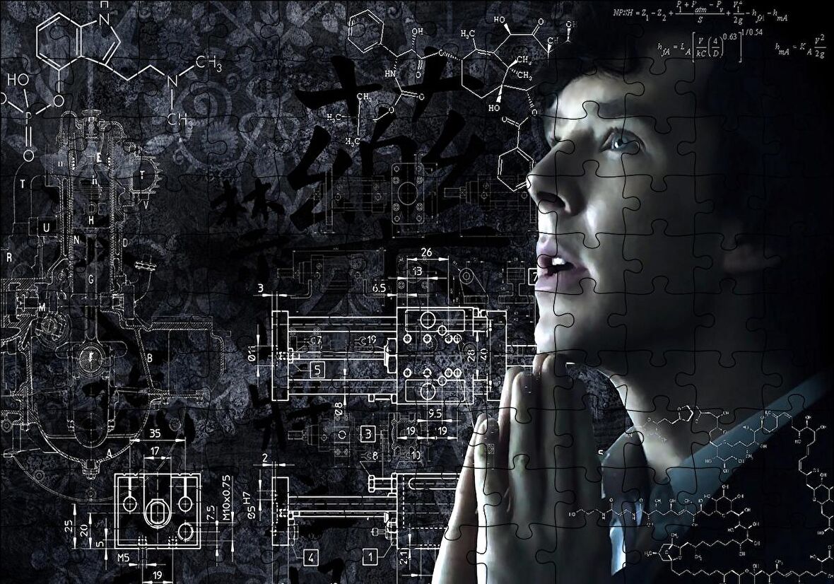 Cakapuzzle  Sherlock Benedict Cumberbatch ve Formüller Puzzle Yapboz MDF Ahşap