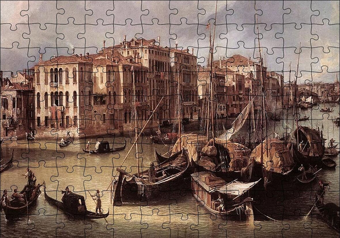 Cakapuzzle  Venedik Kanal Gondollar ve Binalar Puzzle Yapboz MDF Ahşap