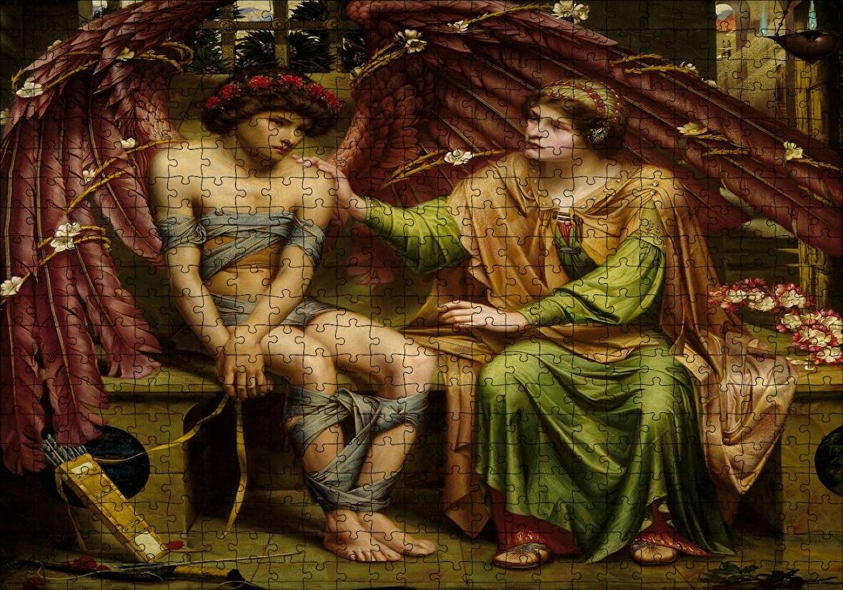 Cakapuzzle  Bandajlı Aşk ve Umut Yağlı Boya Puzzle Yapboz MDF Ahşap