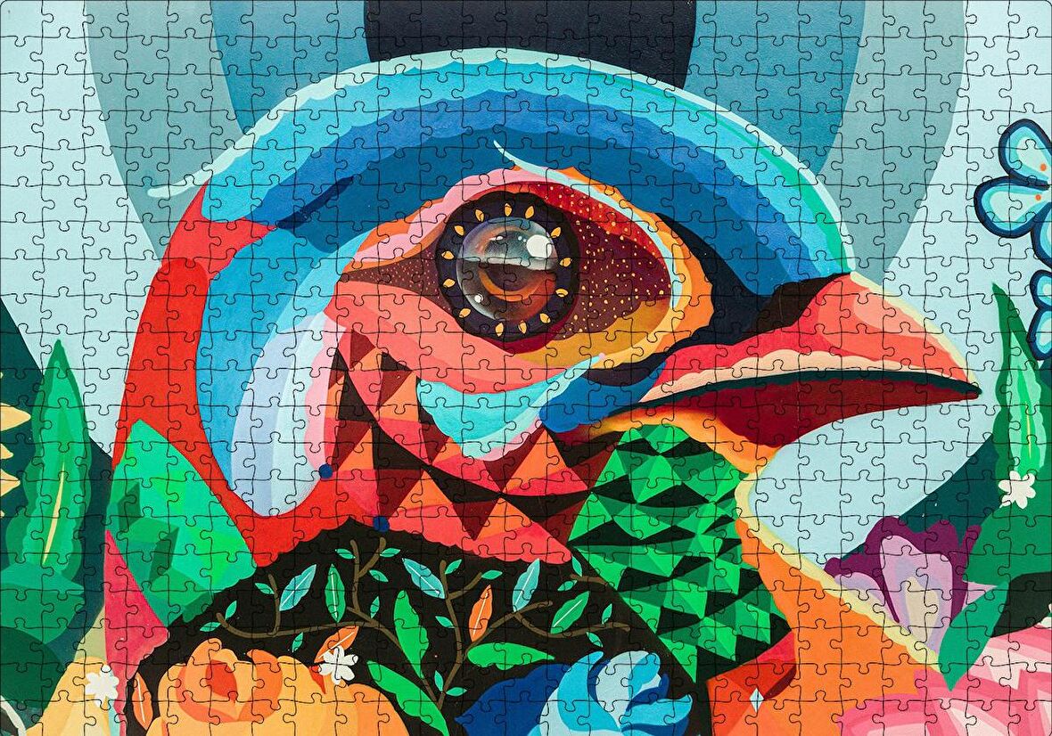 Cakapuzzle  Duvar Boyama Renkli Kuş Puzzle Yapboz MDF Ahşap