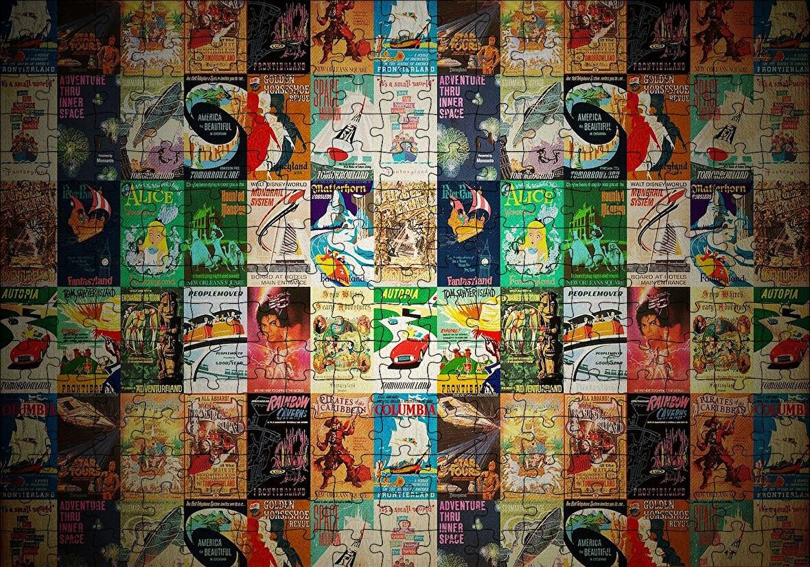 Cakapuzzle  Film Afişlerinden Oluşan Kompozisyon Puzzle Yapboz MDF Ahşap