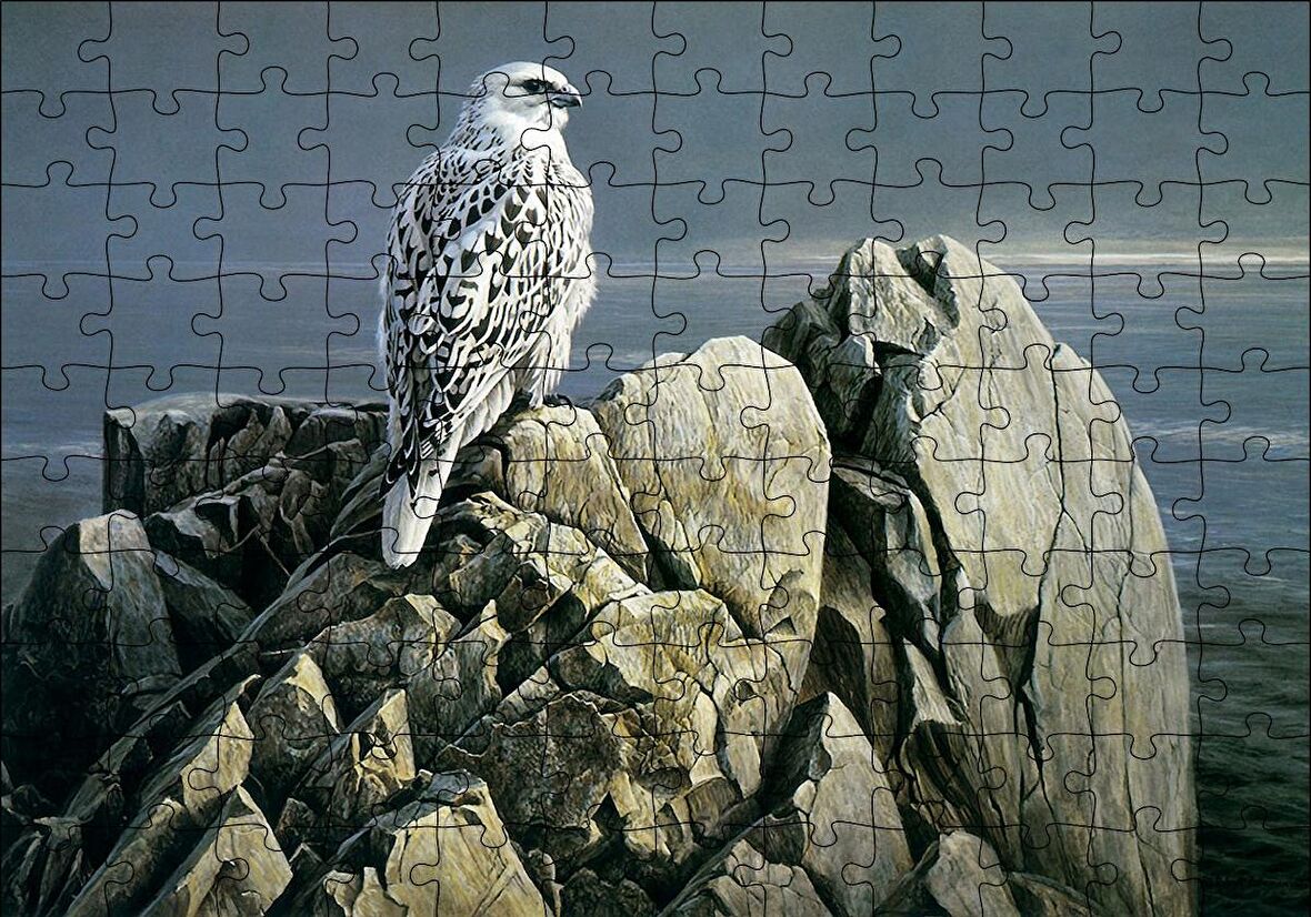 Cakapuzzle  Kayalıklar Üzerindeki Akdoğan ve Deniz Puzzle Yapboz MDF Ahşap