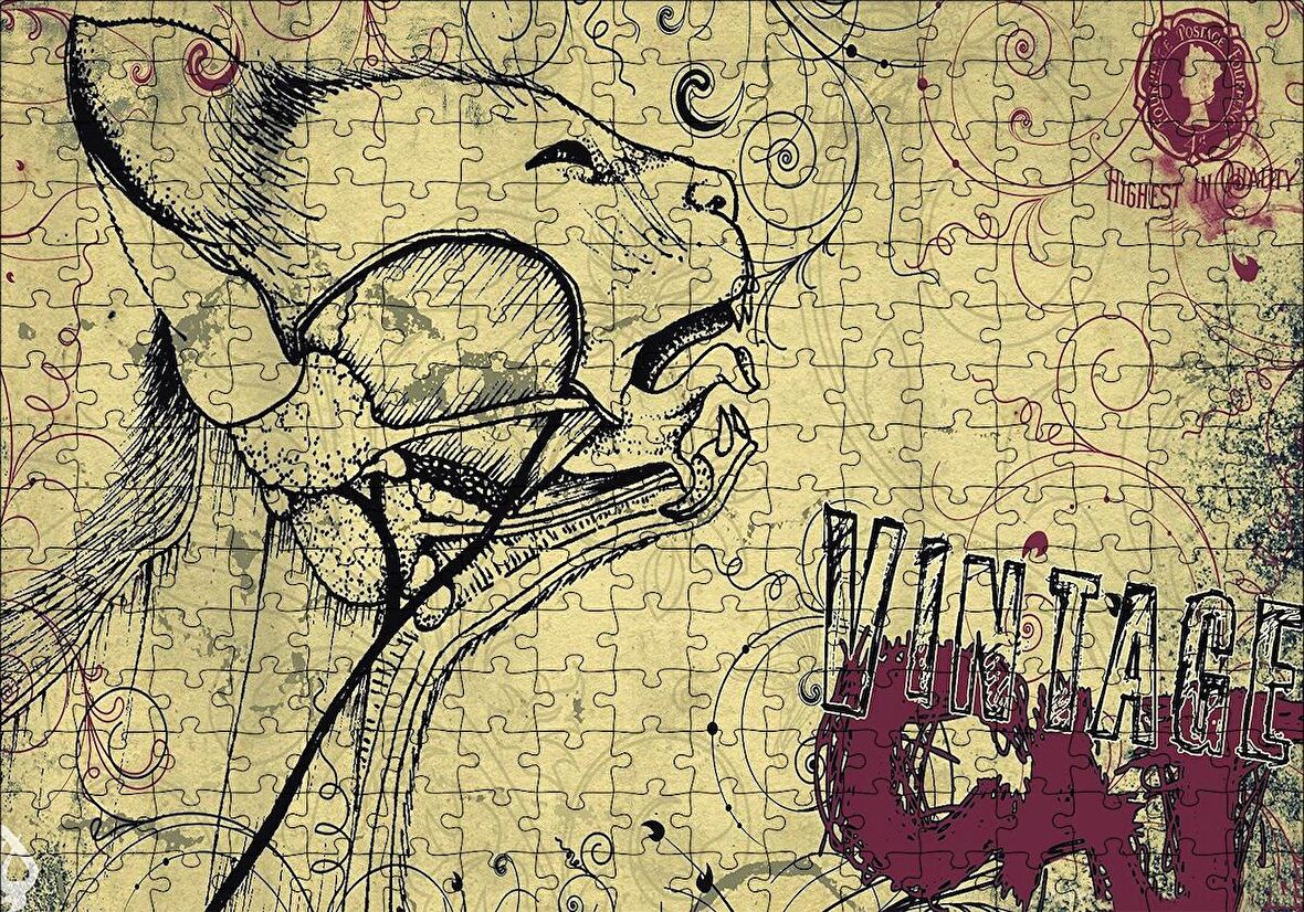 Cakapuzzle  Kedi Detaylı Kesit Çizim Puzzle Yapboz MDF Ahşap