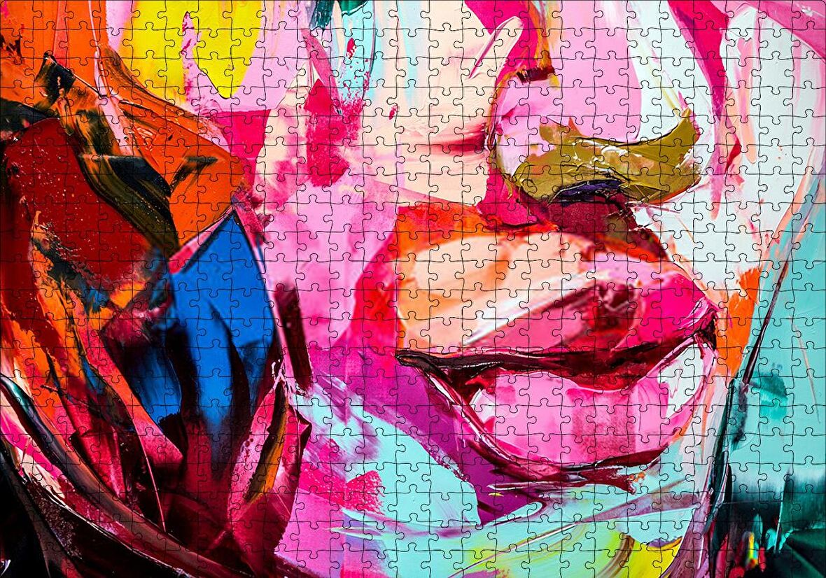 Cakapuzzle  Soyut Boyalı Kadın Yüzü Puzzle Yapboz MDF Ahşap