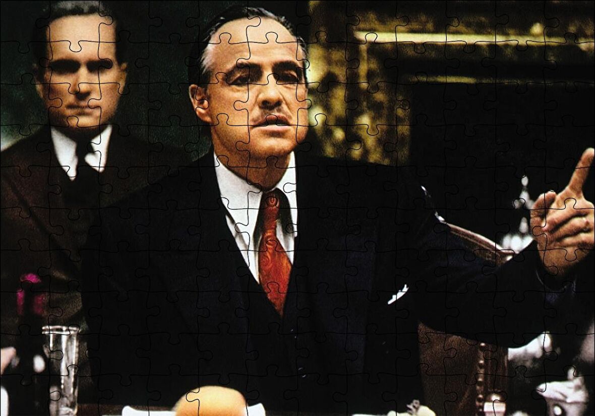 Cakapuzzle  The Godfather Marlon Brando Yemek Masasında Puzzle Yapboz MDF Ahşap