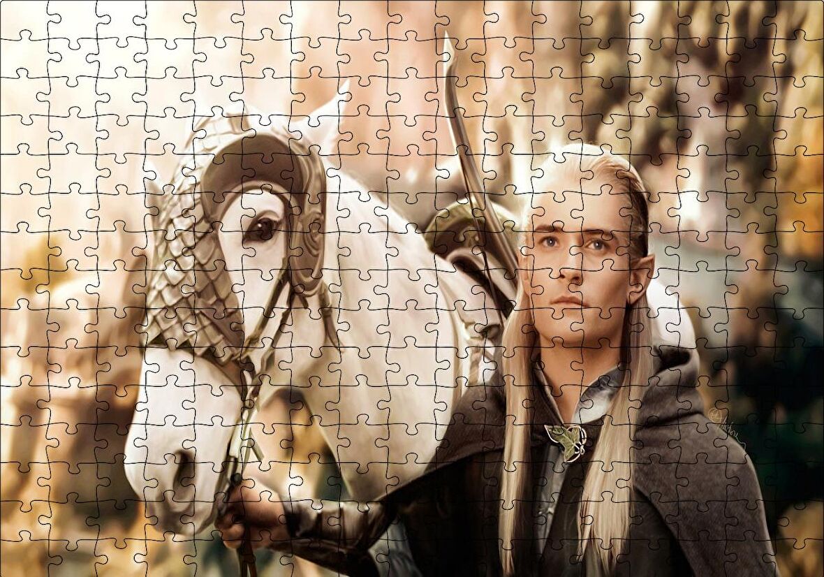 Cakapuzzle  Yüzüklerin Efendisi Legolas ve Beyaz Atı Puzzle Yapboz MDF Ahşap