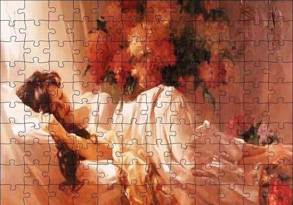 Cakapuzzle  Beyaz Elbiseli Uyuyan Kadın Puzzle Yapboz MDF Ahşap