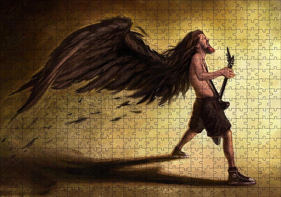 Cakapuzzle  Elektrogitar Çalan Adam Karikatürize Puzzle Yapboz MDF Ahşap