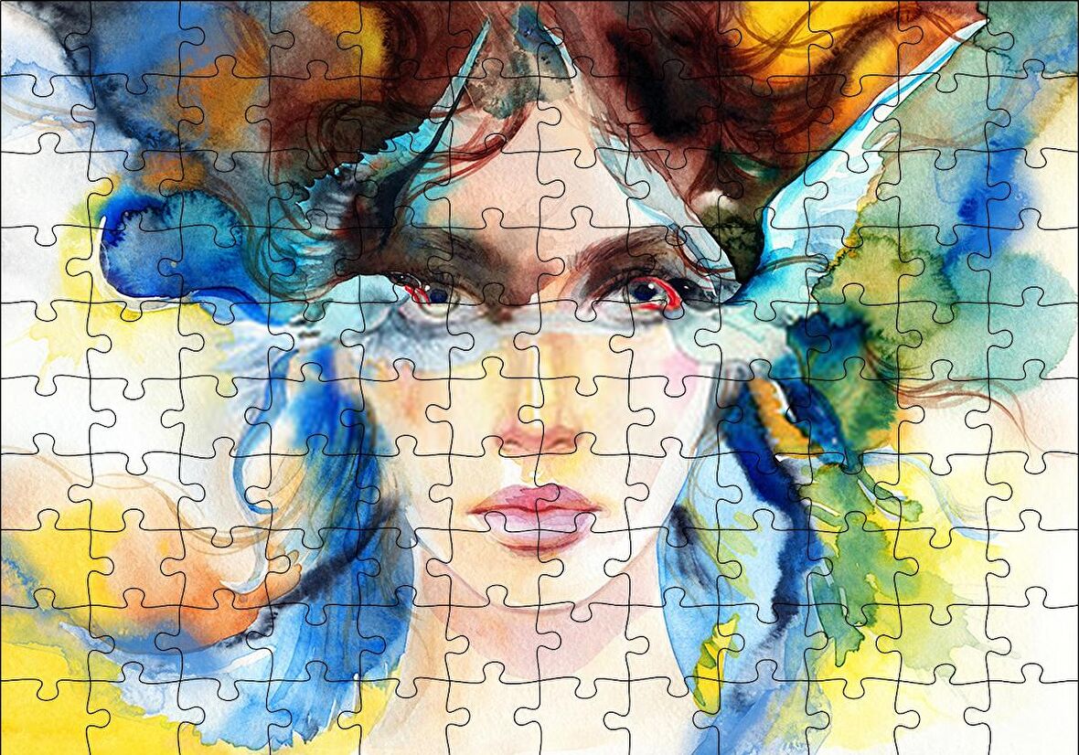 Cakapuzzle  Modern Sanat Göz Bebegindeki Kuşlar Puzzle Yapboz MDF Ahşap