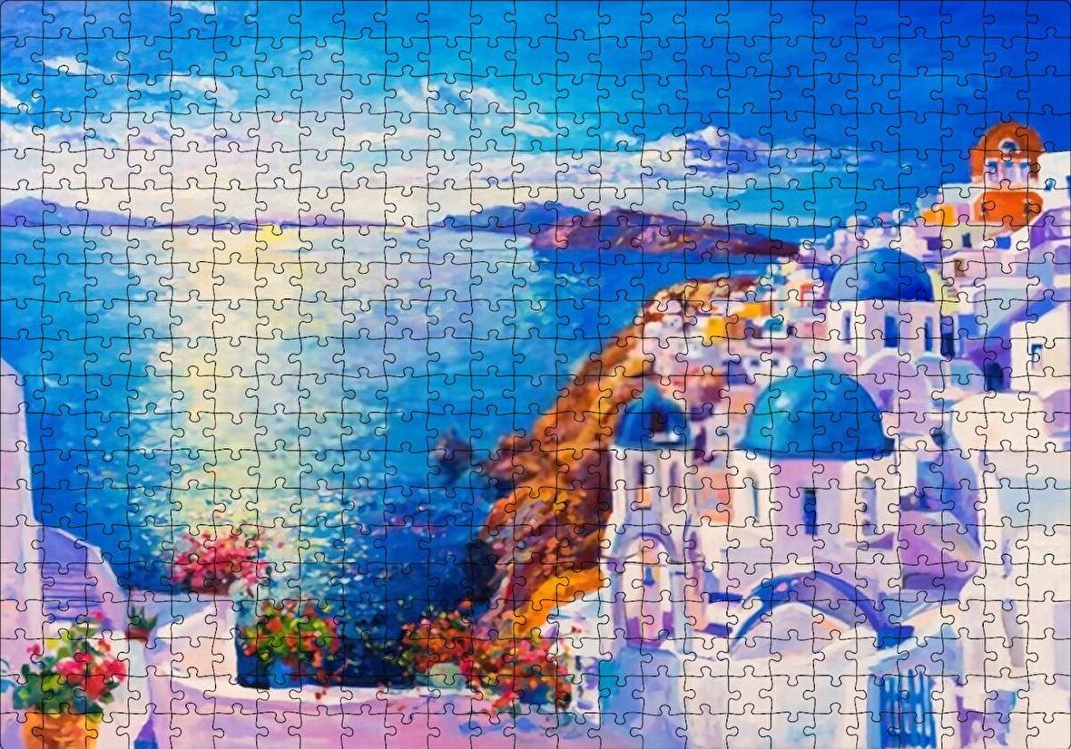 Cakapuzzle  Akdeniz Sahilinde Şehir Görseli Puzzle Yapboz MDF Ahşap