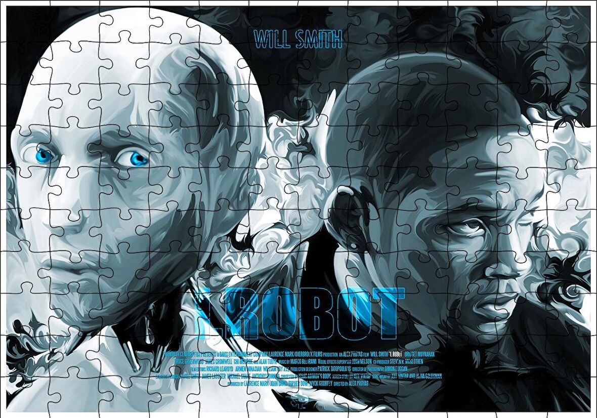 Cakapuzzle  I, Robot Smith and Robot Illustration Puzzle Yapboz MDF Ahşap