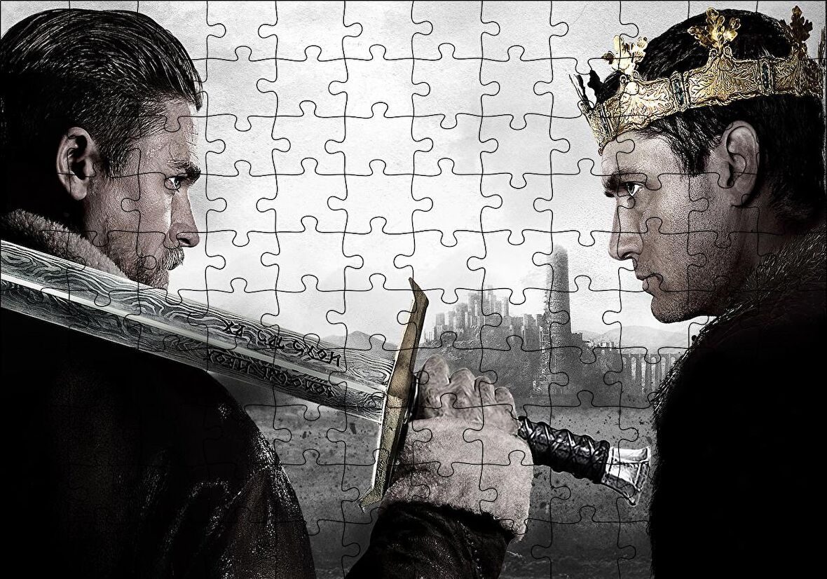 Cakapuzzle  King Arthur Charlie Hunnam ve Jude Law Puzzle Yapboz MDF Ahşap