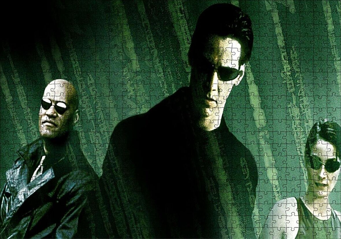 Cakapuzzle  The Matrix Neo Trinity ve Morpheus Full Renkli Puzzle Yapboz MDF Ahşap