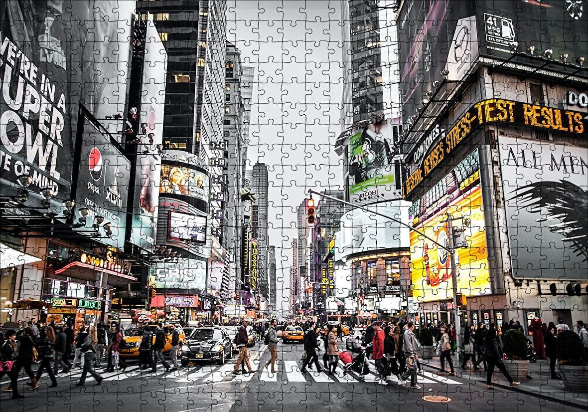 Cakapuzzle  Büyükşehir Karmaşası ve İnsanlar Puzzle Yapboz MDF Ahşap