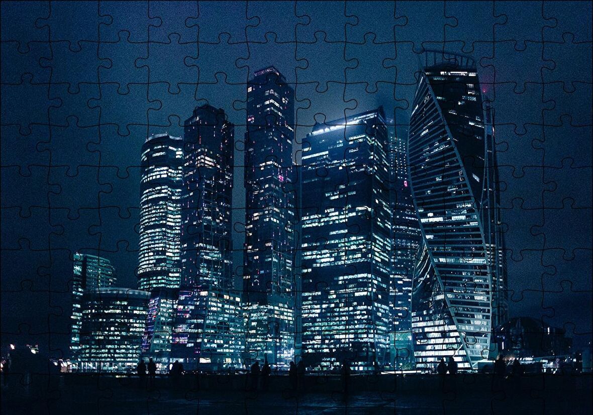 Cakapuzzle  Gece ve Gökdelenler Puzzle Yapboz MDF Ahşap