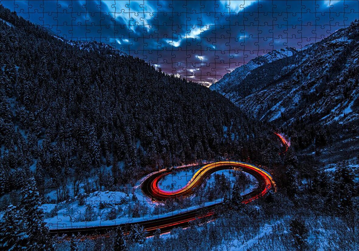 Cakapuzzle  Karla Kaplı Orman ve Işıklı Yol Puzzle Yapboz MDF Ahşap