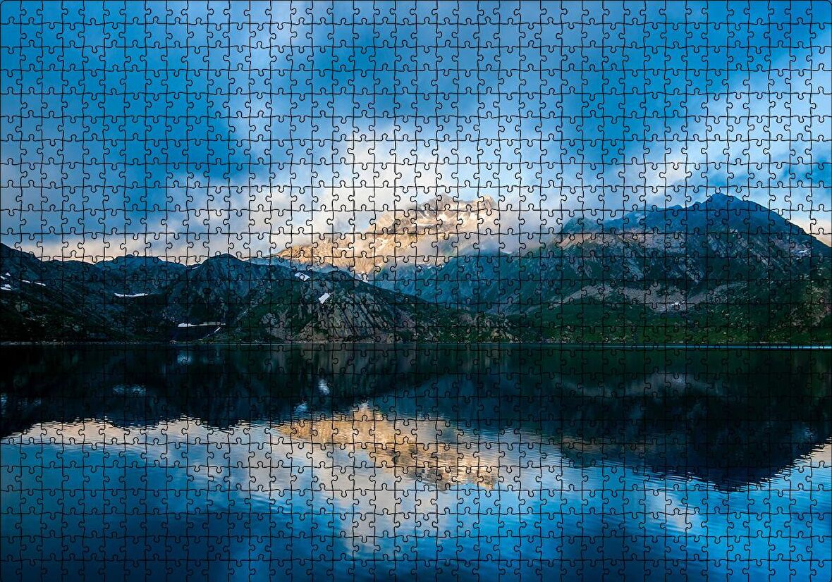 Cakapuzzle  Karlı Dağlar ve Berrak Göl Puzzle Yapboz MDF Ahşap