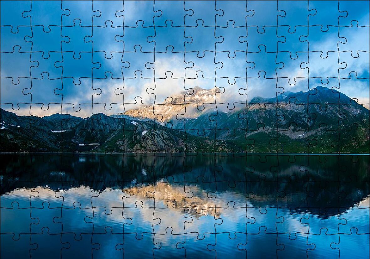 Cakapuzzle  Karlı Dağlar ve Berrak Göl Puzzle Yapboz MDF Ahşap