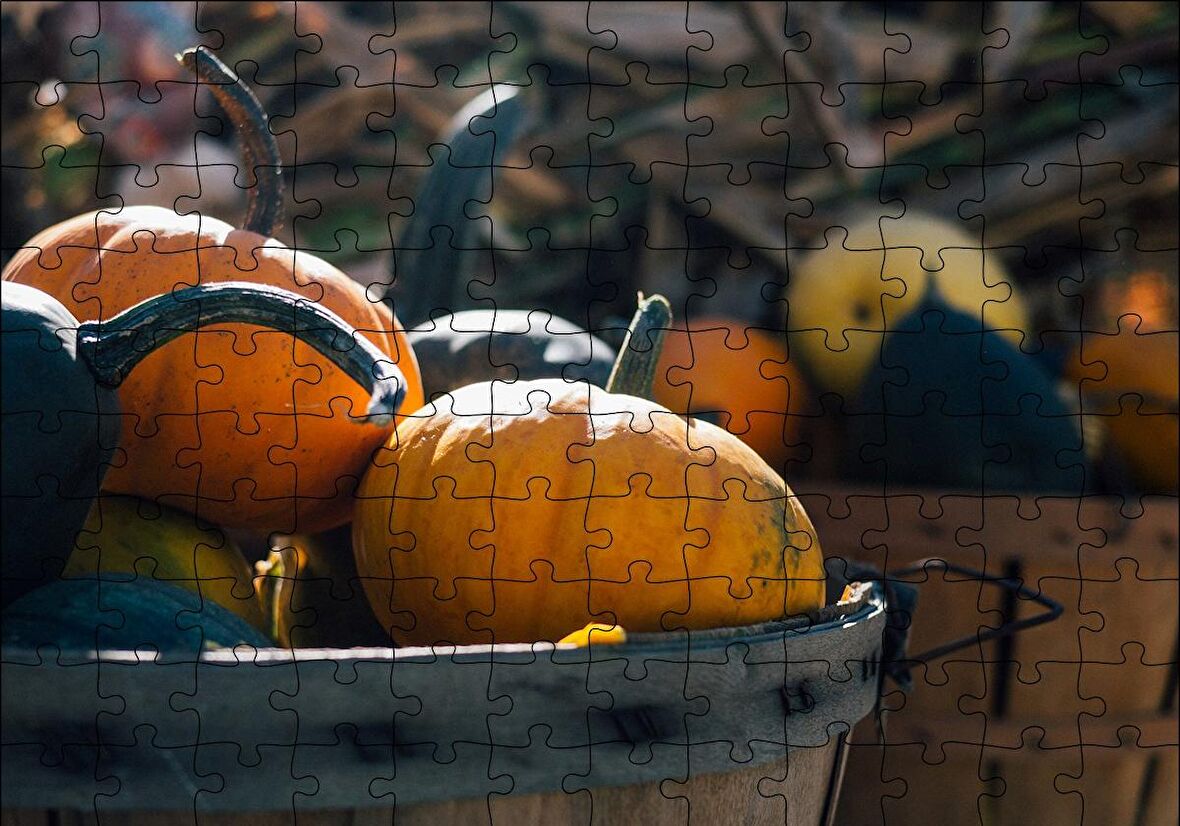 Cakapuzzle  Sepetlerde Bal Kabakları Puzzle Yapboz MDF Ahşap