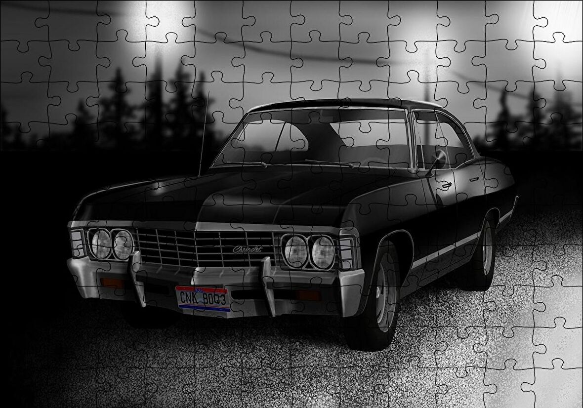 Cakapuzzle  Siyah Klasik Chevrolet Puzzle Yapboz MDF Ahşap