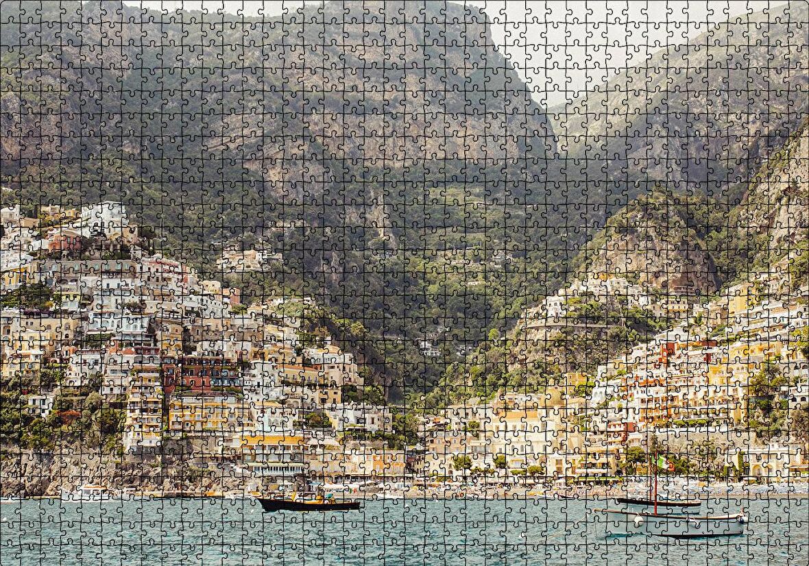 Cakapuzzle  Deniz ve Yalçın Kayalıklardaki Evler Puzzle Yapboz MDF Ahşap