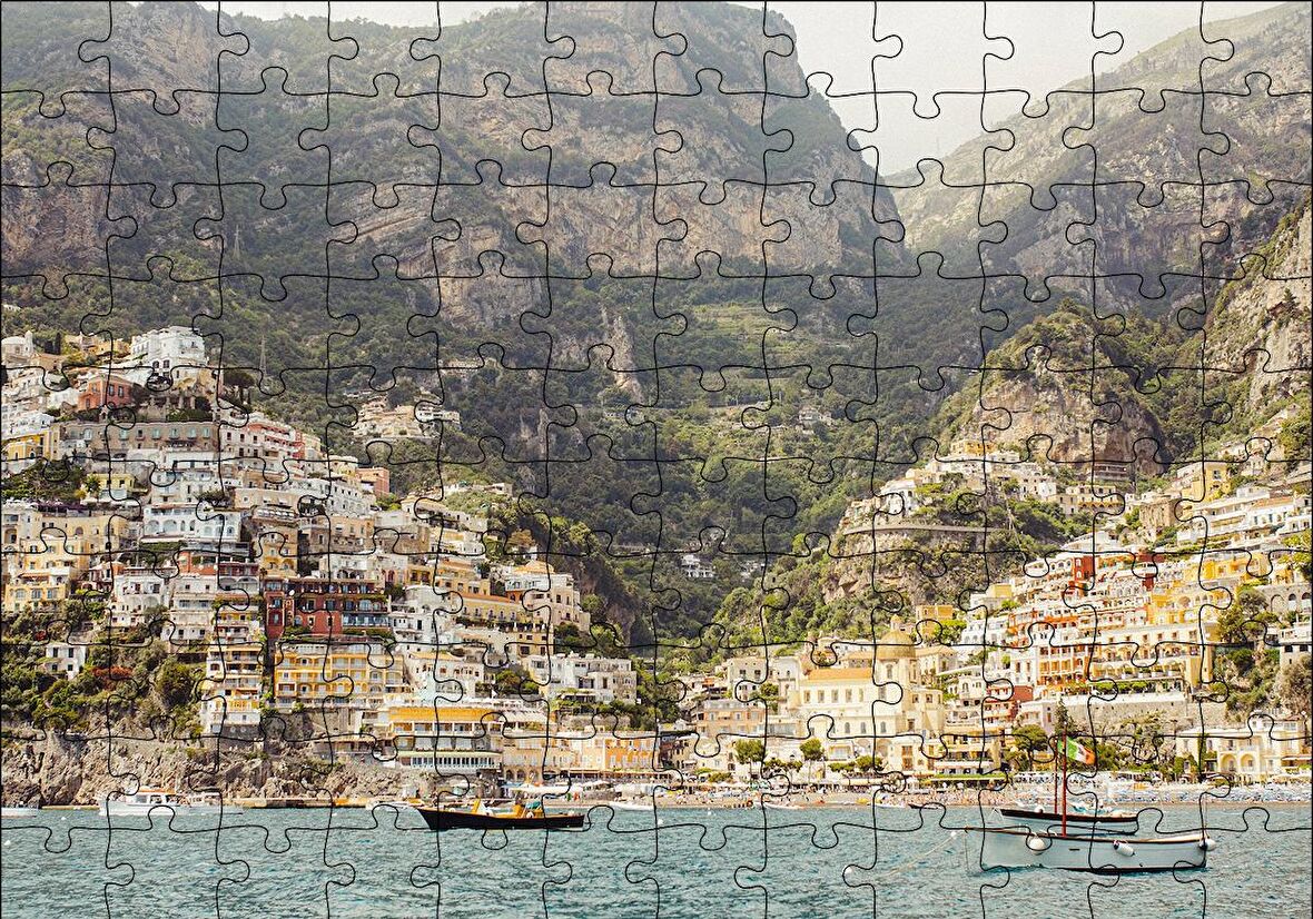 Cakapuzzle  Deniz ve Yalçın Kayalıklardaki Evler Puzzle Yapboz MDF Ahşap