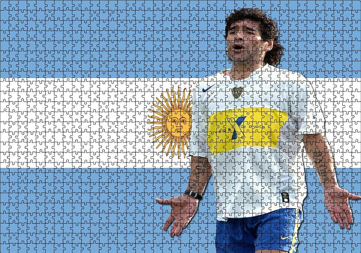 Cakapuzzle  Diego Maradona Buka Junior Takımında Puzzle Yapboz MDF Ahşap