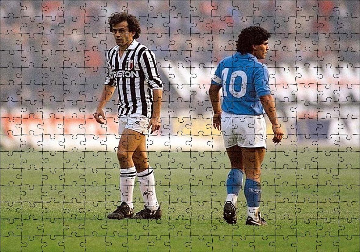 Cakapuzzle  Diego Maradona Michel Platini Puzzle Yapboz MDF Ahşap