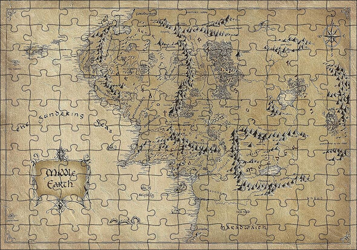 Cakapuzzle  Sauron Gözünde Orta Dünya Haritası Mordor Puzzle Yapboz MDF Ahşap