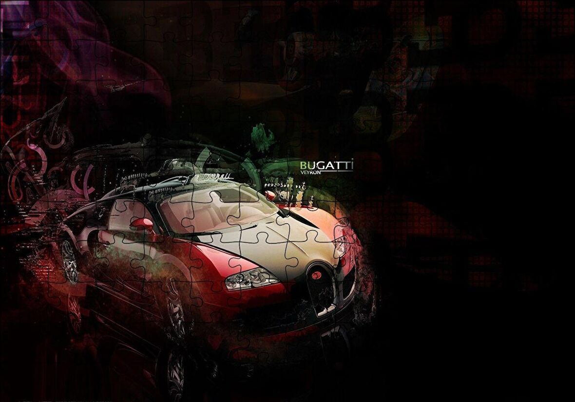 Cakapuzzle  Bugatti Veyron Karanlık Arka Plan Puzzle Yapboz MDF Ahşap