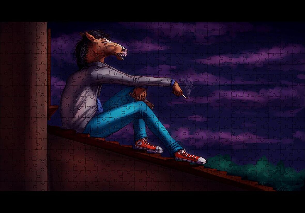 Cakapuzzle  Çatıda Sigara İçen Bojack Horseman Puzzle Yapboz MDF Ahşap
