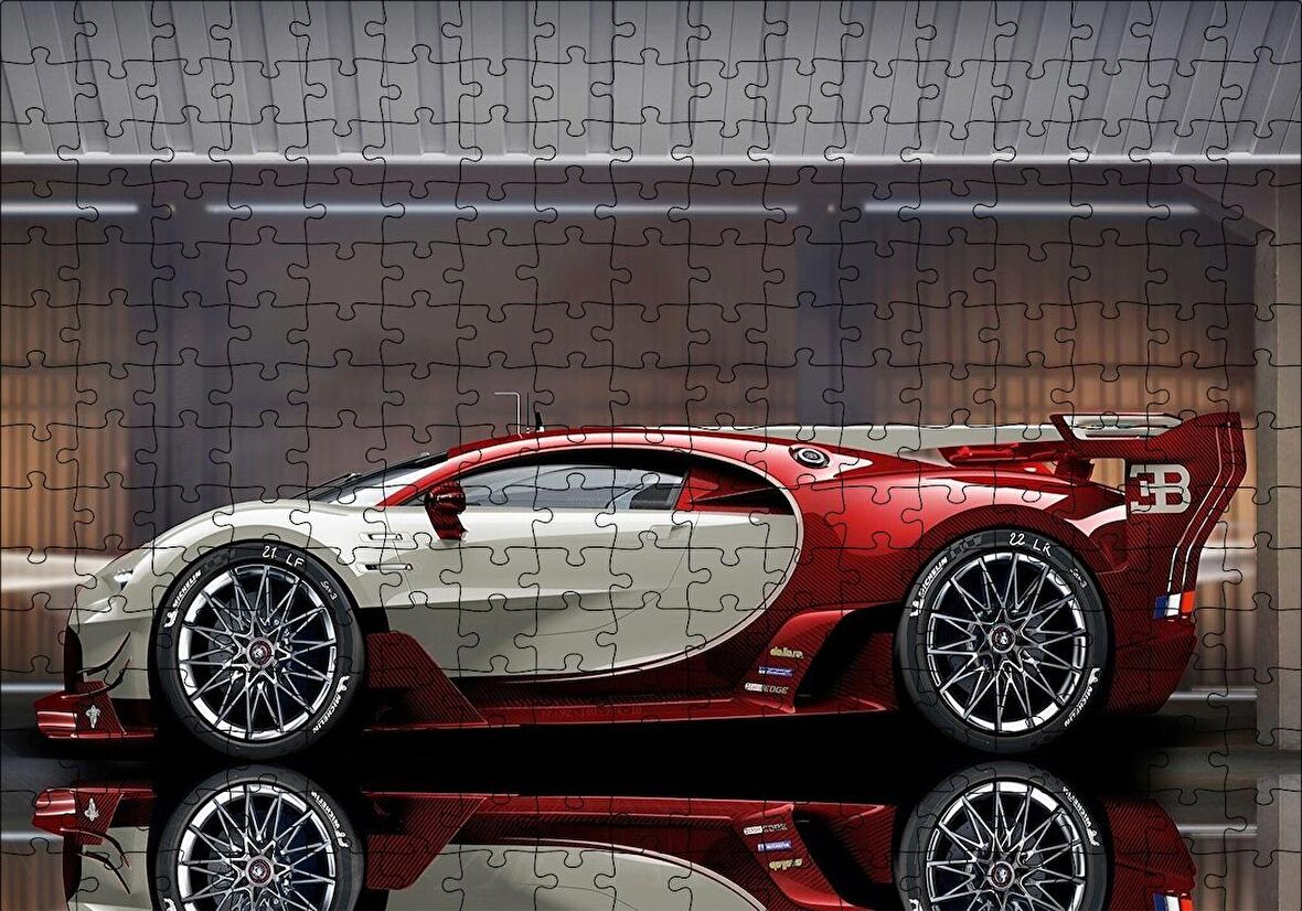 Cakapuzzle  Kırmızı Beyaz Bugatti Veyron EB 164 Puzzle Yapboz MDF Ahşap