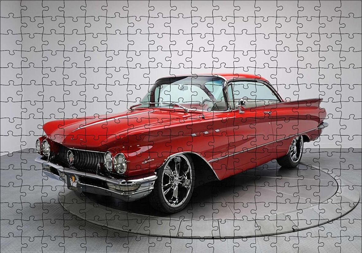 Cakapuzzle  Kırmızı Kuyruklu Buick Klasik Puzzle Yapboz MDF Ahşap
