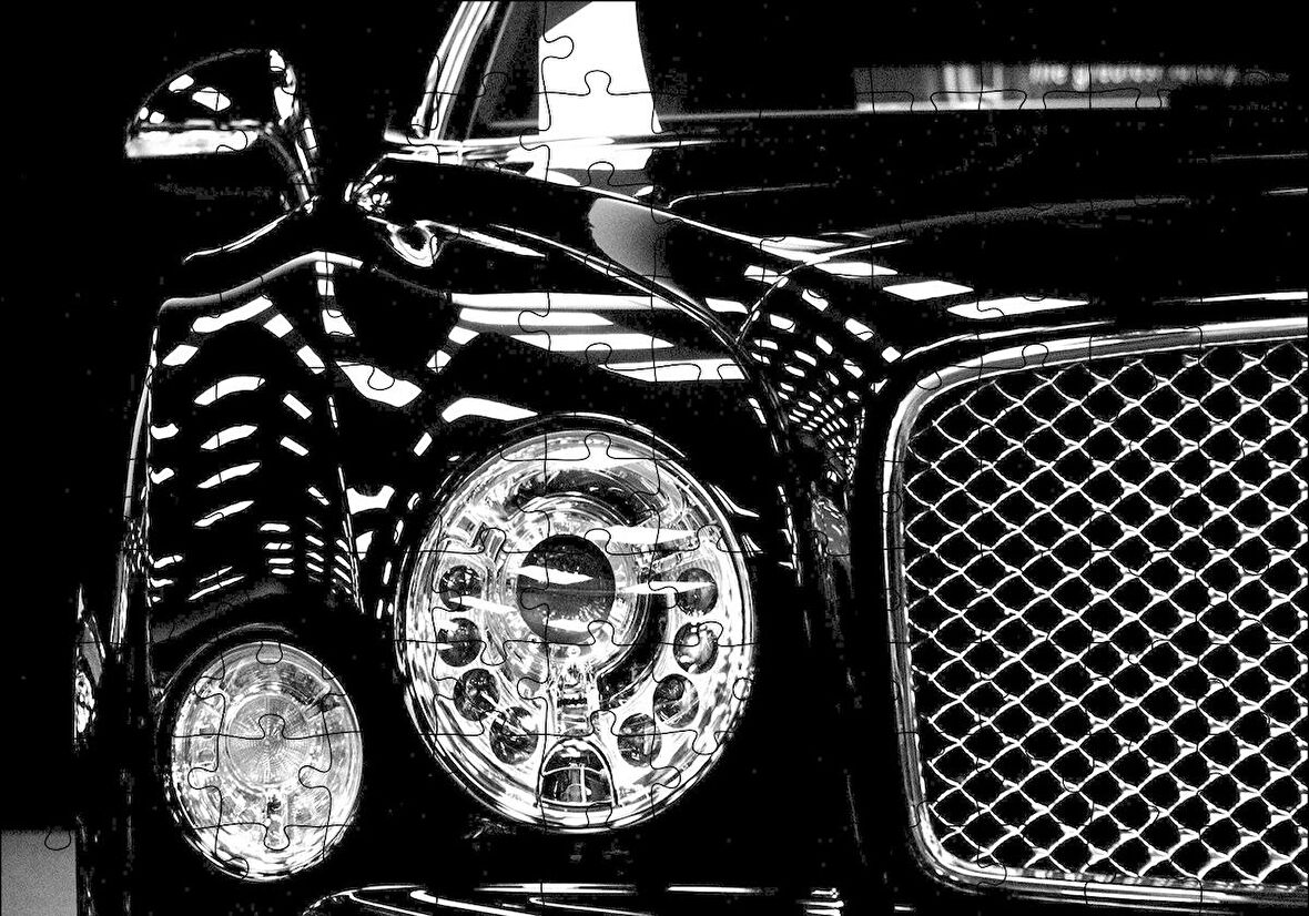 Cakapuzzle  Siyah Klasik Araba Far Detayı Puzzle Yapboz MDF Ahşap