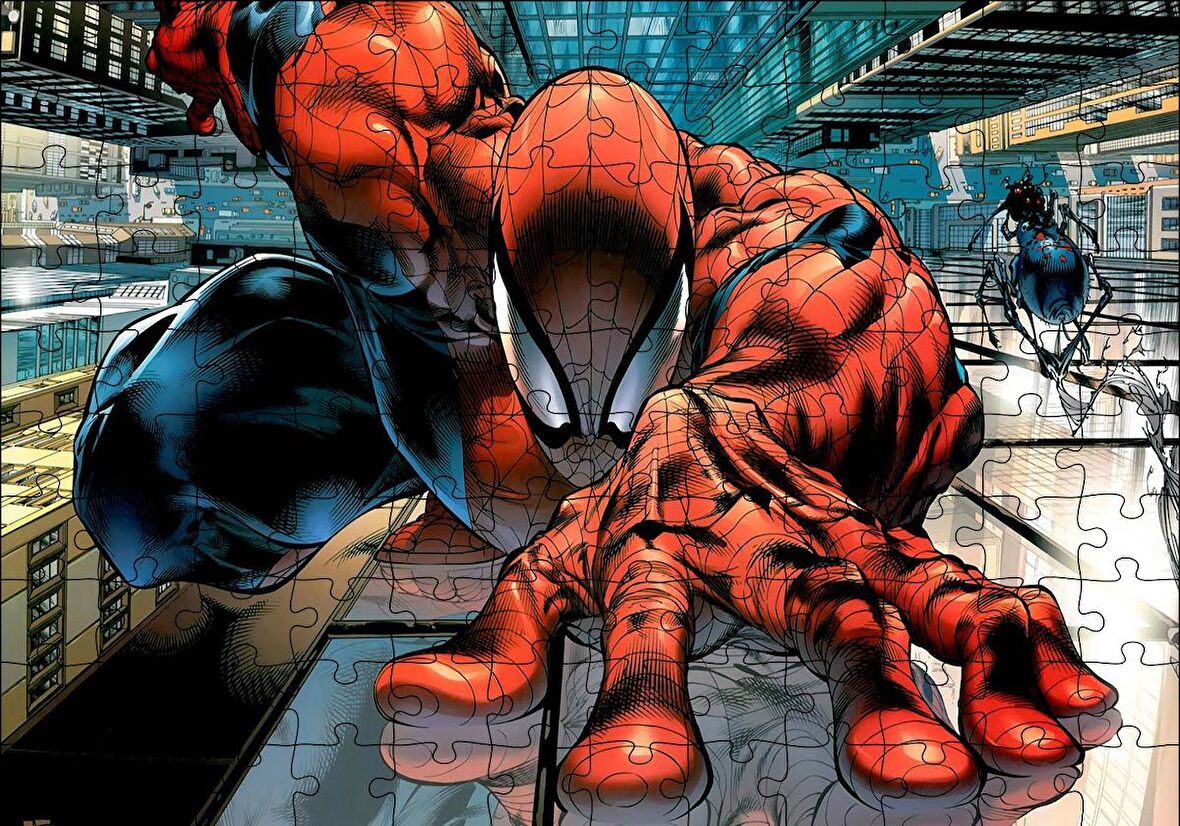 Cakapuzzle  Spider Man Gökdelen Tırmanışı Puzzle Yapboz MDF Ahşap