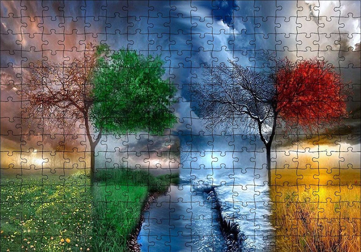 Cakapuzzle  4 Mevsim Bir Arada İllüstrasyon Puzzle Yapboz MDF Ahşap