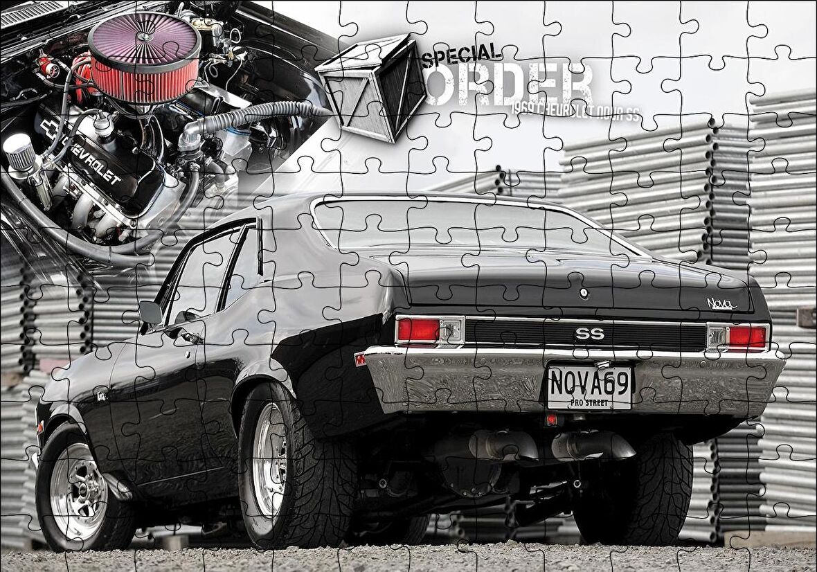 Cakapuzzle  1969 Chevrolet Nova Arka Görünüş Puzzle Yapboz MDF Ahşap