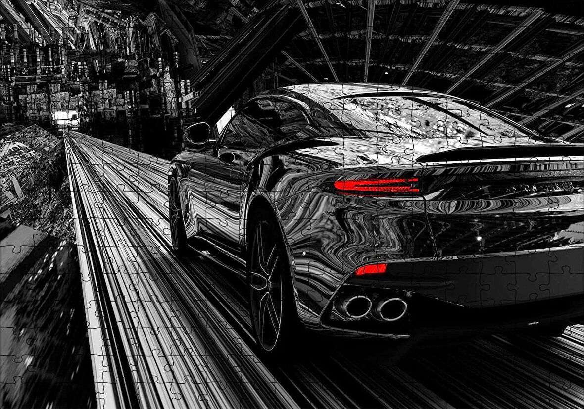 Cakapuzzle  Aston Martin Superleggera Volante Siyah Puzzle Yapboz MDF Ahşap