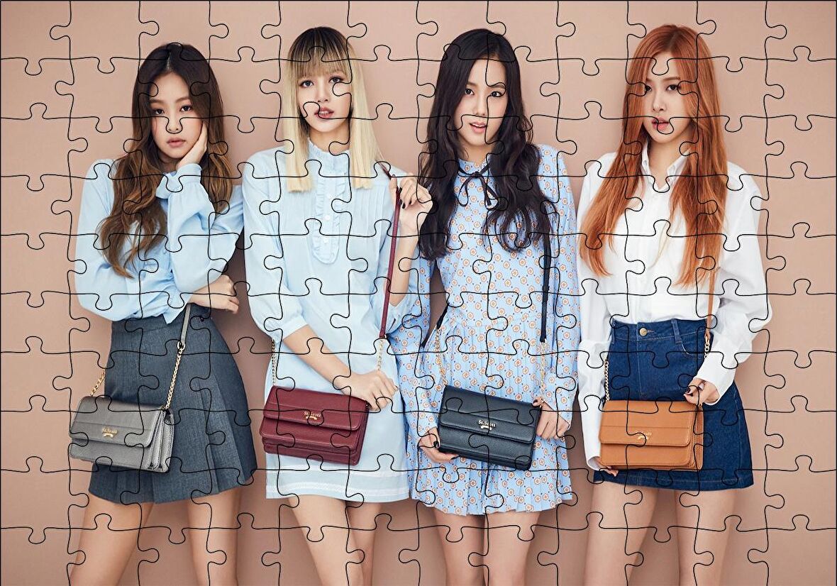 Cakapuzzle  Black Pink Kore Pop Hanım Hanımcık Puzzle Yapboz MDF Ahşap