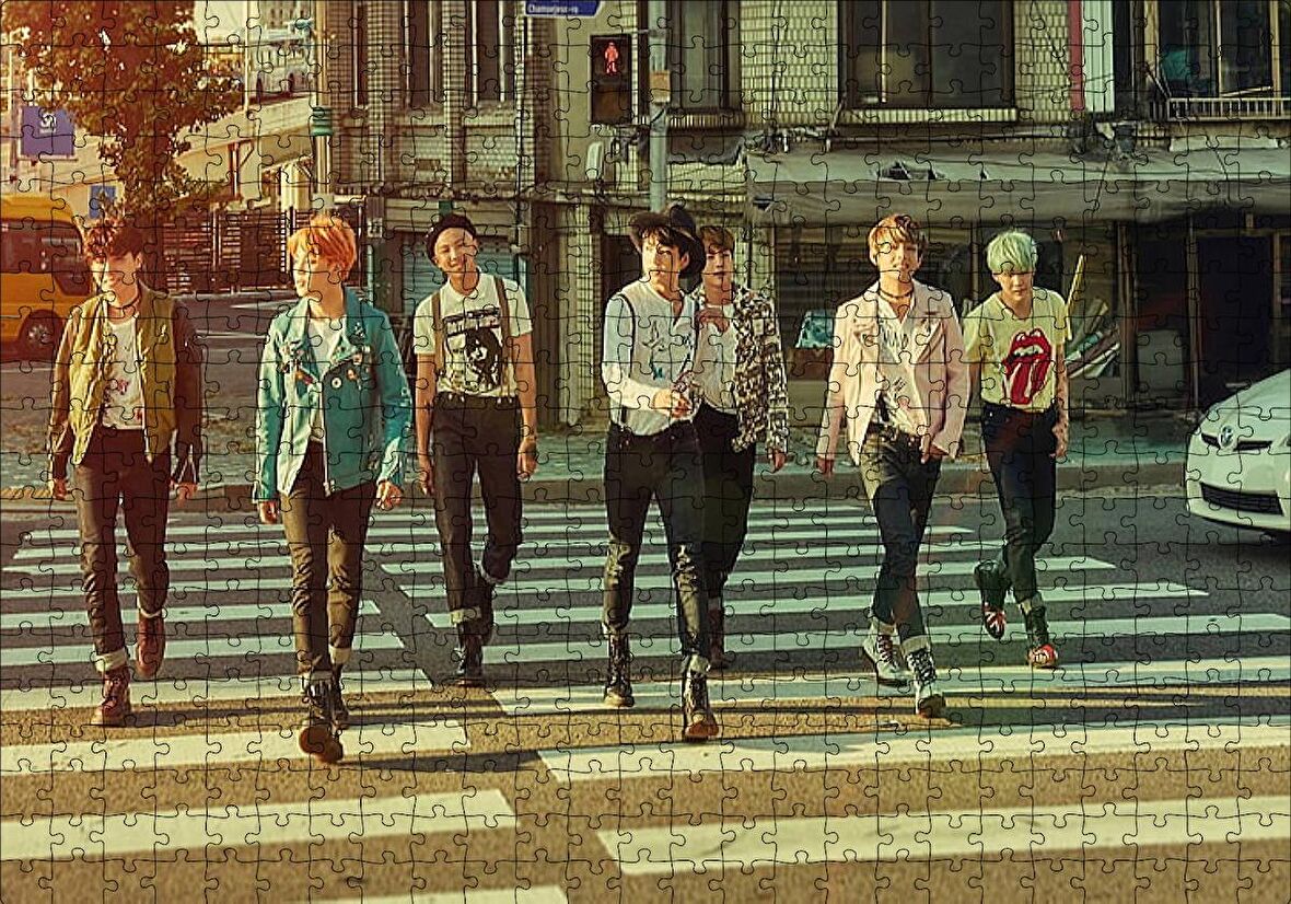 Cakapuzzle  BTS Kore Pop Yaya Geçidinde Puzzle Yapboz MDF Ahşap