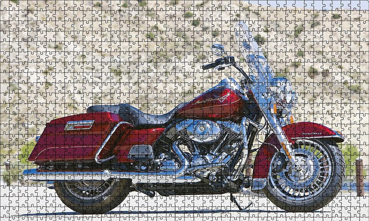 Cakapuzzle  Harley Davidson Bordo Motorsiklet Puzzle Yapboz MDF Ahşap