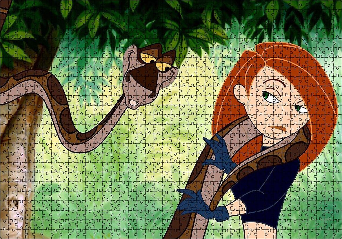 Cakapuzzle  Kim Possible ve Kahverengi Yılan Puzzle Yapboz MDF Ahşap