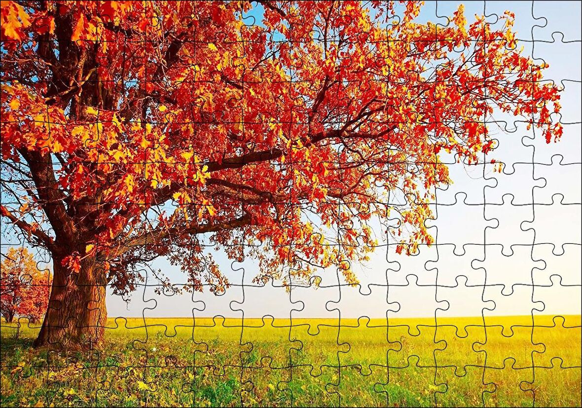 Cakapuzzle  Sonbahar Renklerinde İhtiyar Ağaç Puzzle Yapboz MDF Ahşap