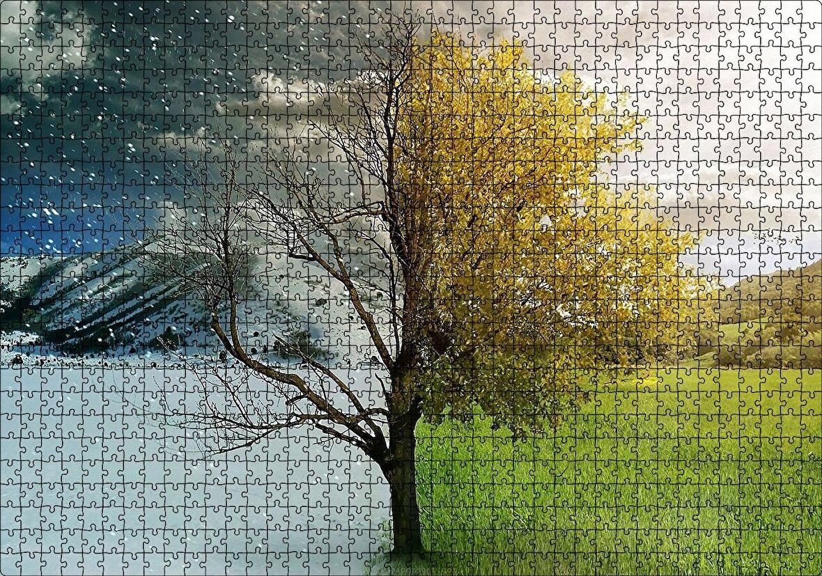 Cakapuzzle  Yaz ve Kış Bir Arada Puzzle Yapboz MDF Ahşap