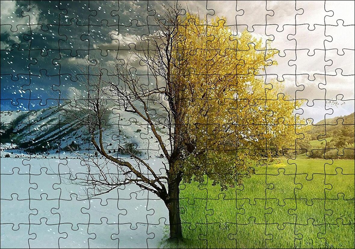 Cakapuzzle  Yaz ve Kış Bir Arada Puzzle Yapboz MDF Ahşap