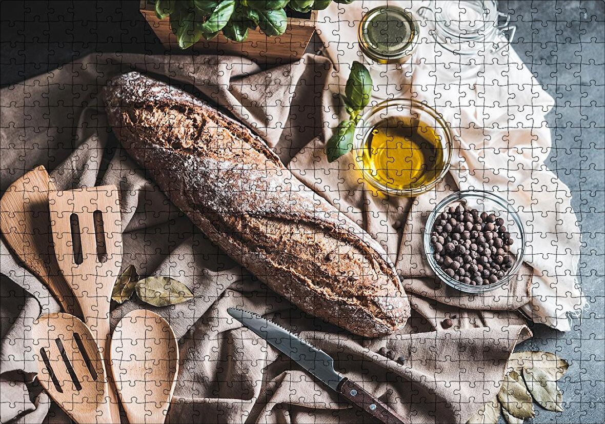Cakapuzzle  Ev Yapımı Doğal Ekmek Puzzle Yapboz MDF Ahşap