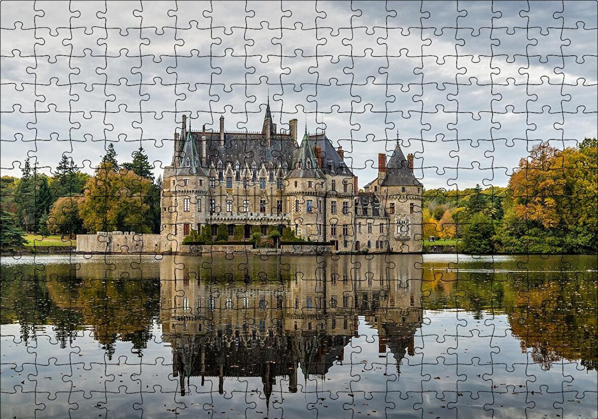 Cakapuzzle  Göl Kıyısındaki Görkemli Şato Puzzle Yapboz MDF Ahşap